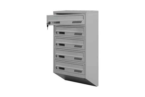 Gray Mailboxes White Background Isolated Mail Box Entrance Apartment House — 스톡 사진