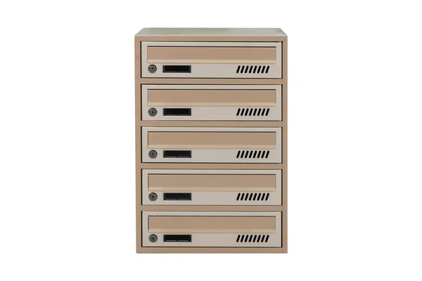 Beige Ecru Khaki Color Mailboxes White Background Isolated Mail Box — Φωτογραφία Αρχείου