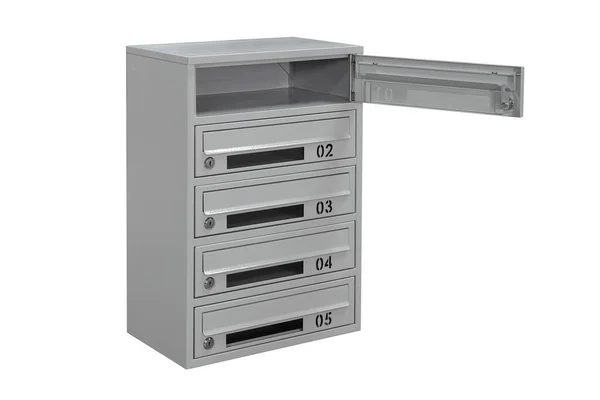 Gray Mailboxes White Background Isolated Mail Box Entrance Apartment House — 스톡 사진