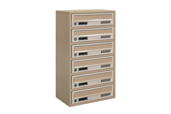 Beige Ecru Khaki Color Mailboxes White Background Isolated Mail Box — Photo