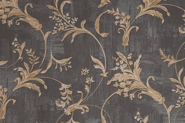 Arka planda eski, çiçekli bir süs duvar kâğıdı. Çiçek desenleri güzelmiş. Arka plan duvar tasarımı. Eski duvar kâğıdı