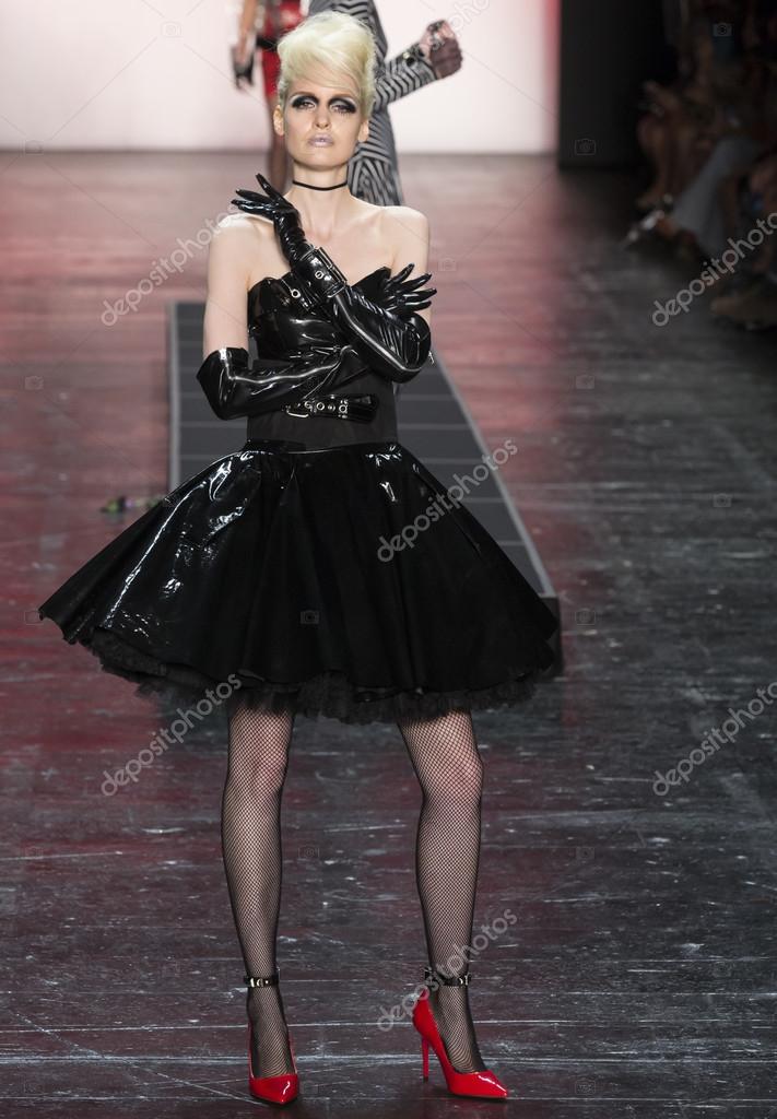 New York, NY - September 11, 2015: A model walks the runway at the Betsey Johnson fashion show during the Spring Summer 2016 New York Fashion Week at The Arc - Skylight Moynihan Station