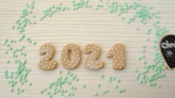Set Christmas Gingebreads 2021 Happy New Year 2021 Merry Christmas — Stock Video