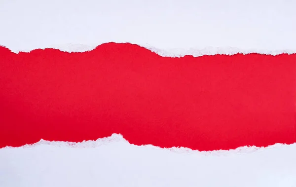 Torn White Paper Red Copy Space — Stock Photo, Image