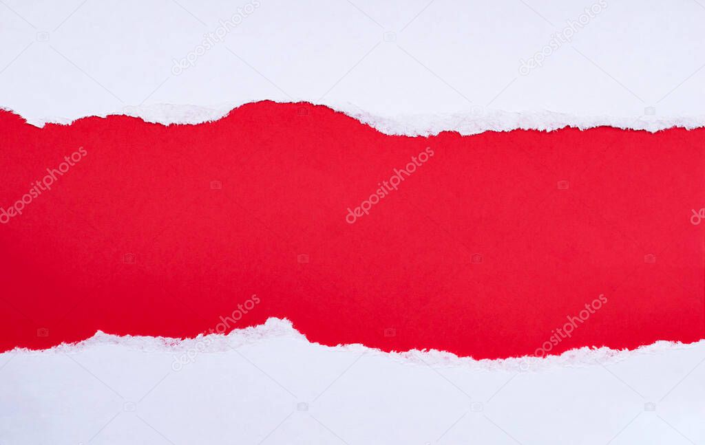 torn white paper with red copy space