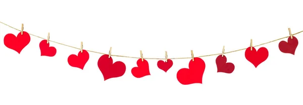 Garland Hearts Isolated White Background Decoration Valentine Day — Stock Photo, Image