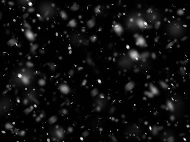 Siyah arka planda kar yağıyor. Vektör grafikleri