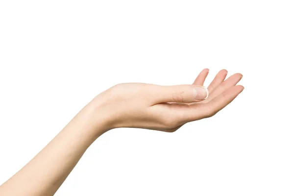 隔離された白い背景の女性の手 — ストック写真