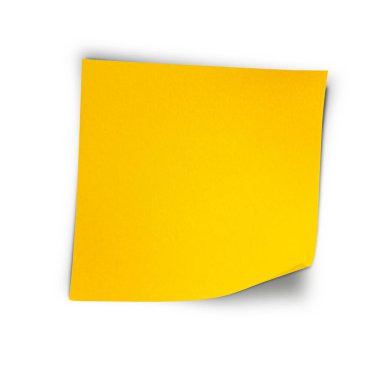 Beyaz izole arkaplanda bir sarı etiket