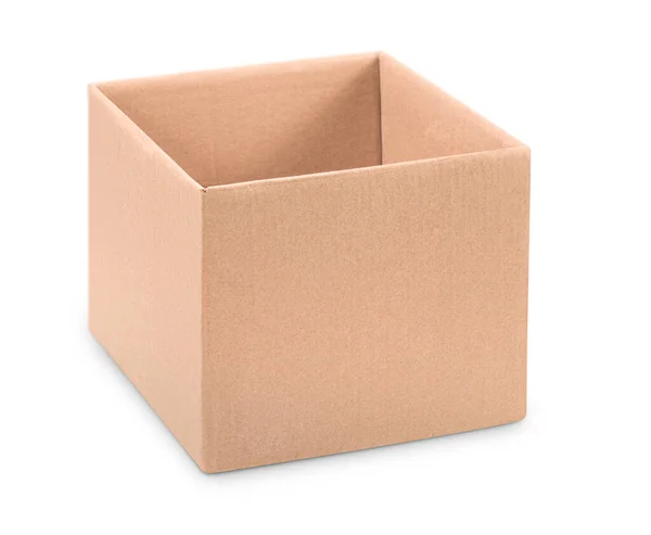 One Cardboard Box White Isolated Background — Stock Photo, Image