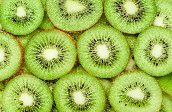 Hintergrund Von Frisch Geschnittenen Kiwi Früchten Aus Nächster Nähe — Stockfoto