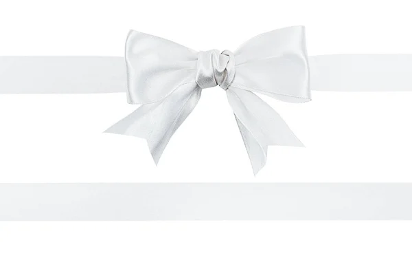 White Bow Ribbon White Isolated Background — Stock Photo, Image