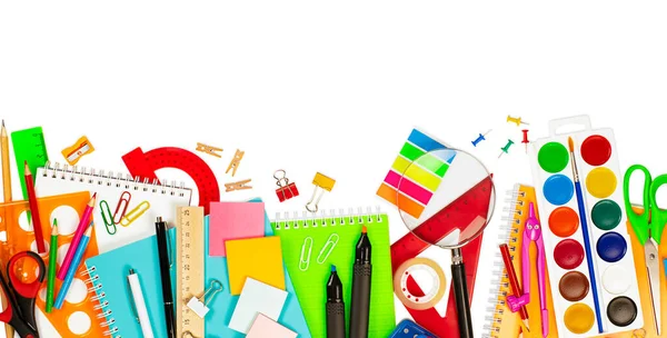 Various School Supplies White Isolated Background — Stock Photo, Image