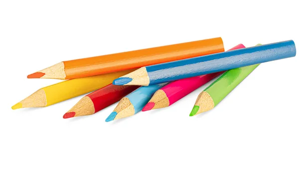 Siete Lápices Colores Sobre Fondo Blanco Aislado — Foto de Stock