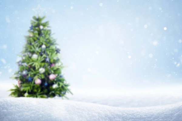 Снежный Дрейф Дефокус Рождественская Елка Рождественский Фон — стоковое фото