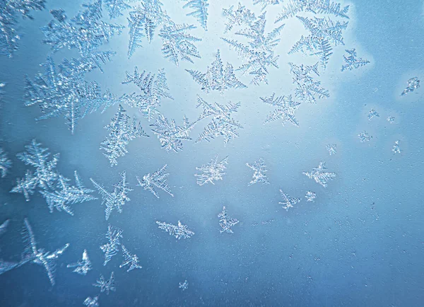 Padrões Inverno Congelados Janela — Fotografia de Stock