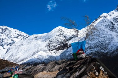 PANGBOCHE, NEPAL - CIRCA ECTOBER 2013: Pangboche 'dan Ama Dablam' ın görüntüsü Ekim 2013 Pangboche.