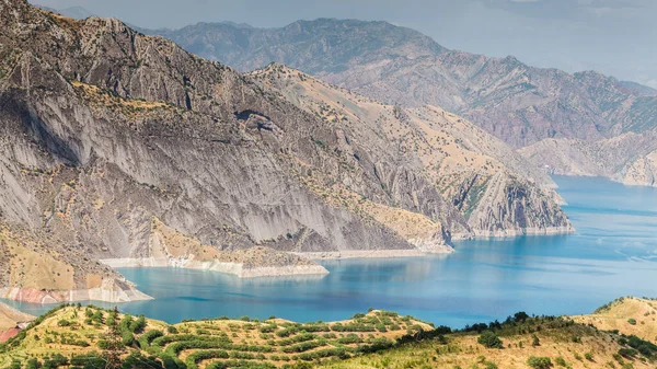 Vacker Utsikt Över Nurek Reservoir Tadzjikistan — Stockfoto