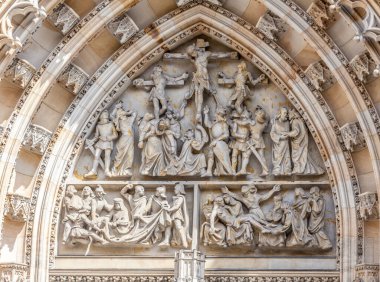 PRAG, CZECH Cumhuriyet - CIRCA MAYIS 2017: The Metropolitan Cathedral of Saints Vitus 'un görüntüsü Mayıs 2017' de Prag 'da.