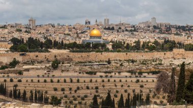 JERUSALEM, ISRAEL - CIRCA MAYIS 2018: Kudüs şehrinin muhteşem manzarası Mayıs 2018 'de Kudüs' te.