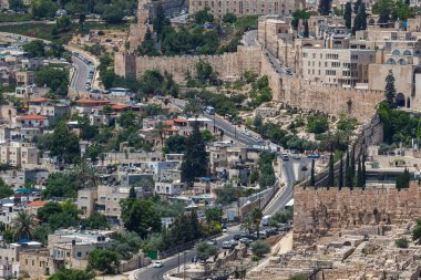 JERUSALEM, ISRAEL - CIRCA MAYIS 2018: Kudüs şehrinin muhteşem manzarası Mayıs 2018 'de Kudüs' te.