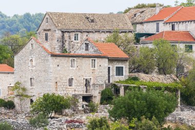 Hırvatistan 'ın Hvar adasındaki Selca' nın güzel manzarası.