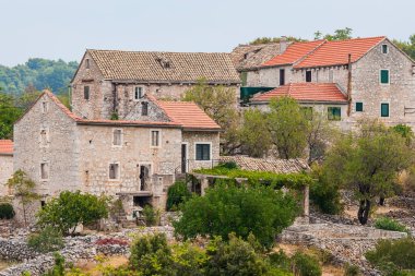 Hırvatistan 'ın Hvar adasındaki Selca' nın güzel manzarası.
