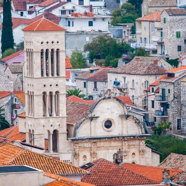 Selca 'nın Hırvatistan' ın Hvar adasındaki manzarası Eylül 2016 'da Hvar' da.