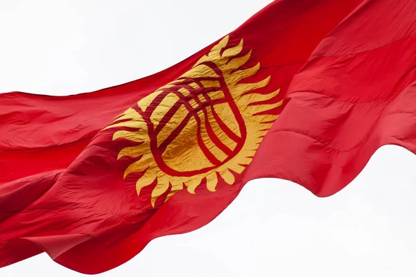 Large Red Flag Kyrgyzstan State — Stock Photo, Image