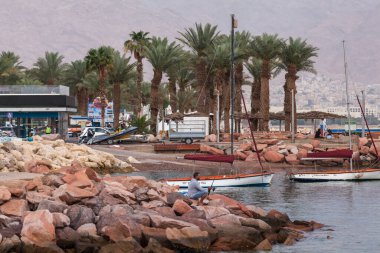 EILAT, ISRAEL - CIRCA MAYIS 2018: Eilat 'ın İsrail' deki güzel manzarası yaklaşık Mayıs 2018 'de Eilat' ta.