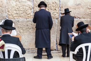 JERUSALEM, ISRAEL - CIRCA MAYIS 2018: Kudüs 'teki Batı Duvarı manzarası, İsrail yaklaşık Mayıs 2018' de Kudüs 'te.