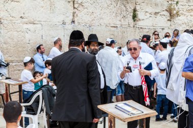 JERUSALEM, ISRAEL - CIRCA MAYIS 2018: Kudüs 'teki Batı Duvarı manzarası, İsrail yaklaşık Mayıs 2018' de Kudüs 'te.