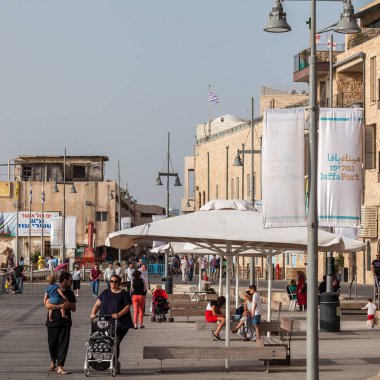 TEL AVIV, ISRAEL - CIRCA MAYIS 2018: İsrail 'deki Tel Aviv Eski Jaffa' nın güzel manzarası Mayıs 2018 civarında Tel Aviv 'de.