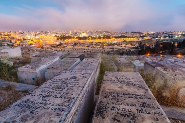JERUSALEM, ISRAEL - CIRCA MAYIS 2018: Kudüs şehrinin muhteşem manzarası Mayıs 2018 'de Kudüs' te.