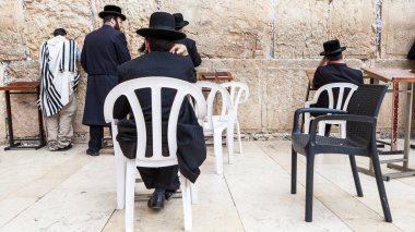 JERUSALEM, ISRAEL - CIRCA MAYIS 2018: Kudüs 'teki Batı Duvarı manzarası, İsrail yaklaşık Mayıs 2018' de Kudüs 'te.