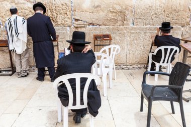 JERUSALEM, ISRAEL - CIRCA MAYIS 2018: Kudüs 'teki Batı Duvarı manzarası, İsrail yaklaşık Mayıs 2018' de Kudüs 'te.