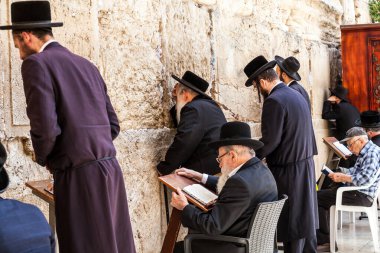 JERUSALEM, ISRAEL - CIRCA MAYIS 2018: Kudüs 'teki Batı Duvarı manzarası, İsrail yaklaşık Mayıs 2018' de Kudüs 'te.