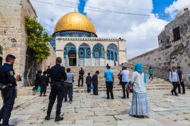 JERUSALEM, ISRAEL - CIRCA MAYIS 2018: Kudüs 'teki Kaya Kubbe manzarası, İsrail yaklaşık Mayıs 2018.