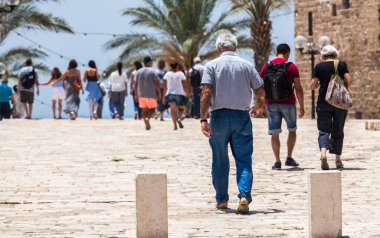 TEL AVIV, ISRAEL - CIRCA MAYIS 2018: İsrail 'deki Tel Aviv Eski Jaffa' nın güzel manzarası Mayıs 2018 civarında Tel Aviv 'de.