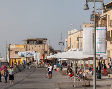 TEL AVIV, ISRAEL - CIRCA MAYIS 2018: İsrail 'deki Tel Aviv Eski Jaffa' nın güzel manzarası Mayıs 2018 civarında Tel Aviv 'de.