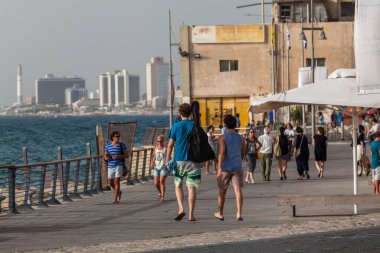 TEL AVIV, ISRAEL - CIRCA MAYIS 2018: İsrail 'deki Tel Aviv Eski Jaffa' nın güzel manzarası Mayıs 2018 civarında Tel Aviv 'de.