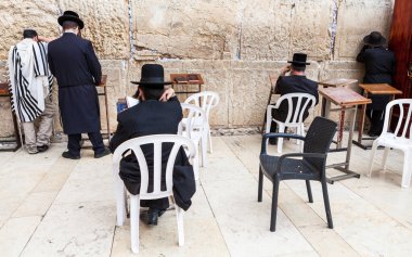 JERUSALEM, ISRAEL - CIRCA MAYIS 2018: Kudüs 'teki Batı Duvarı manzarası, İsrail yaklaşık Mayıs 2018' de Kudüs 'te.