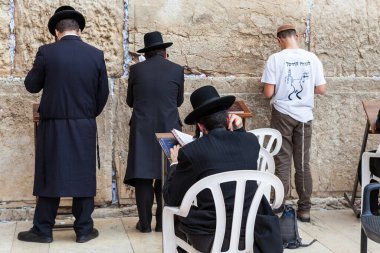 JERUSALEM, ISRAEL - CIRCA MAYIS 2018: Kudüs 'teki Batı Duvarı manzarası, İsrail yaklaşık Mayıs 2018' de Kudüs 'te.