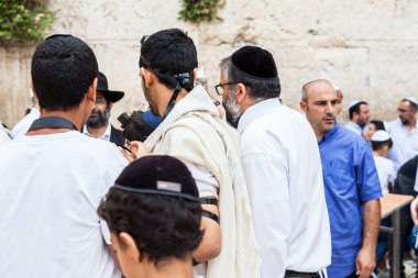 JERUSALEM, ISRAEL - CIRCA MAYIS 2018: Kudüs 'teki Batı Duvarı manzarası, İsrail yaklaşık Mayıs 2018' de Kudüs 'te.