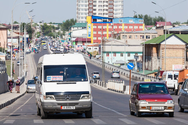 OSH, KYRGYZSTAN - CIRCA JUNE 2017: Life on streets of Osh the second largest city in Kyrgyzstan, located in the Fergana Valley in the south of the country circa June 2017 in Osh.