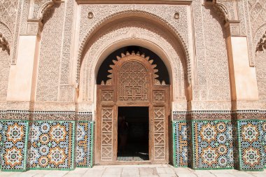 MARRAKECH, MOROCCO - CIRCA Eylül 2014: The Ben Youssef Madrasa Eylül 2014 'te Marakeş' te.