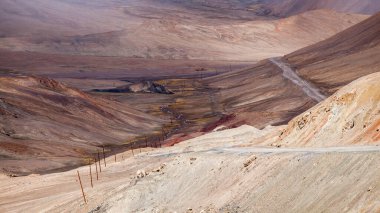 Tacikistan 'daki Ak-Baital Geçidi' ndeki Pamir dağlarının güzel manzarası.