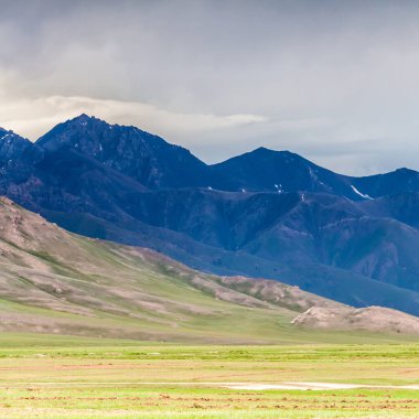 Sary-Mogul bölgesindeki Pamir dağlarının güzel manzarası
