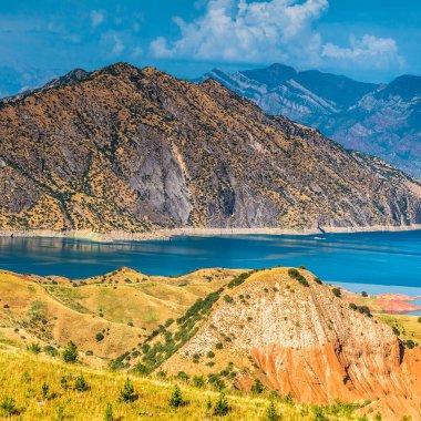 Tacikistan 'daki Nurek Barajı' nın güzel manzarası