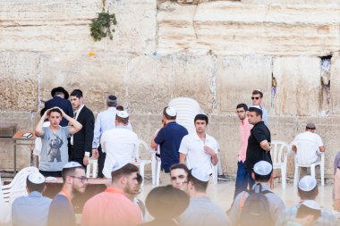 JERUSALEM, ISRAEL - CIRCA MAYIS 2018: Kudüs 'teki Batı Duvarı manzarası, İsrail yaklaşık Mayıs 2018' de Kudüs 'te.